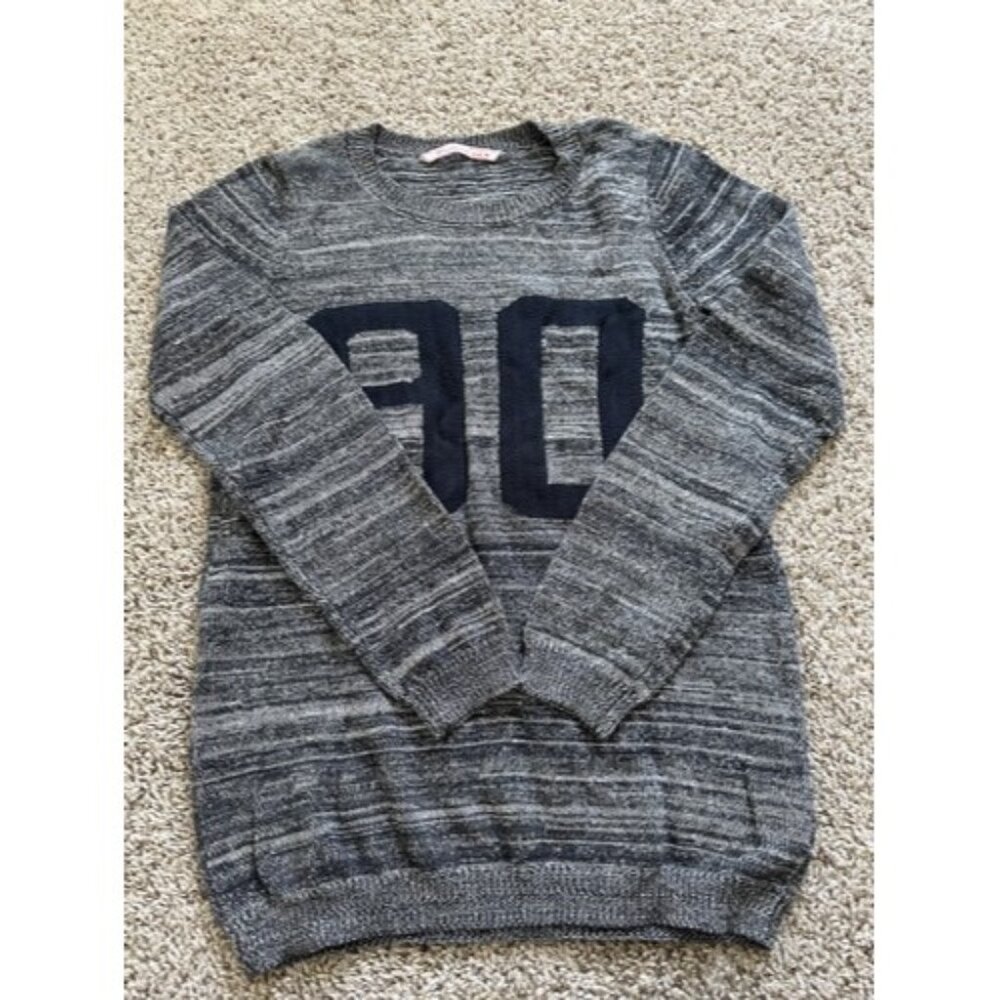 S H Collection Womens Size Medium Gray Sweater Pull Over Crew Neck Cotton